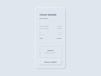 Daily UI #017 | Email Receipt 2020 2020 trends clean design clean ui daily 100 challenge dailyui dailyui017 dailyuichallenge email receipt minimalism minimalistic neumorphism order confirmation receipt skeuomorphism typography ui ui ux ui design user interface