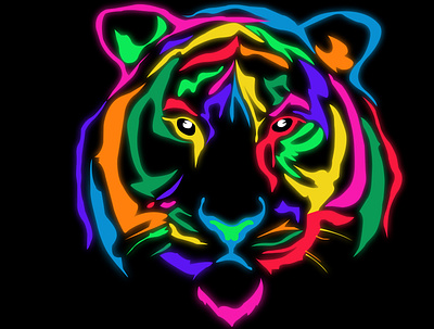 tiger neon color 01 illustration