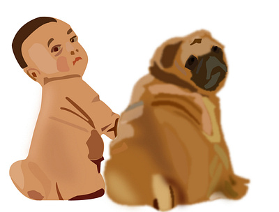baby with dog design illustration logo