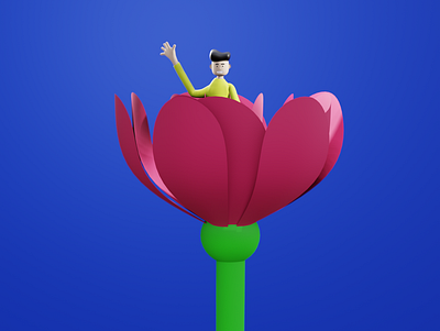 Flowerboy blender boy flower illustration person render