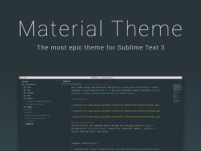 Material Theme for Sublime Text 3 design material sublime text theme