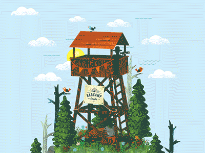 BarcampOmaha 2014 motion graphics motion woods deer camp camping barcamp forest gif trees texture binoculars
