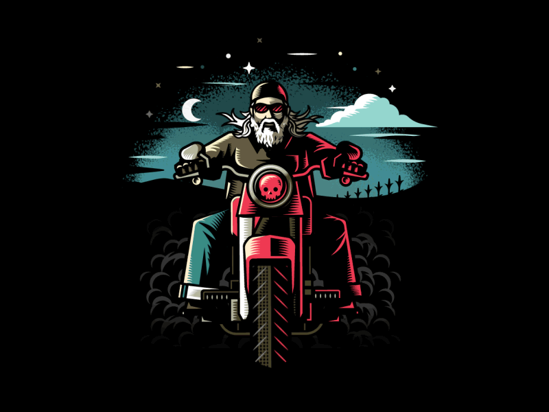 Dan The Wiser Kölsch animation beer beer label biker gif harley kinkaider motion motion graphics motorcycle skull smoke