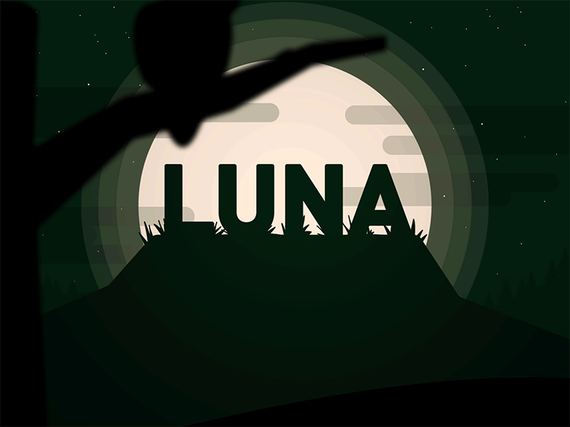 LUNA animation branch gif luna moon motion graphics owl space stars tree