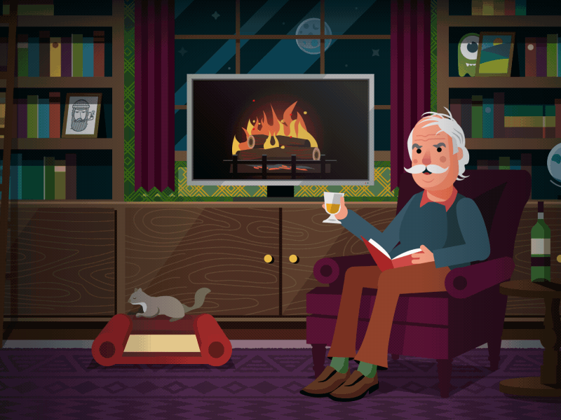 Alistair Highbrow | Host of Process Theater animation character fire gif motion motion graphics scotch study