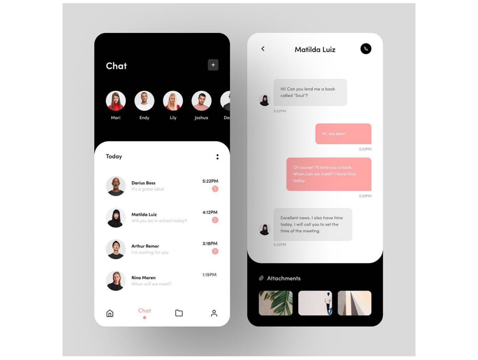 Chat app UI design in XD by Priyadarshan Prakash on Dribbble