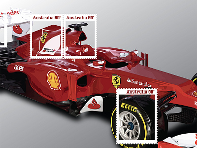 Ferrari F1 Stamp Sheet concept car f1 ferrari formula one illustration post stamps