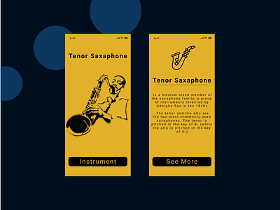 Tenor Saxaphone app app design design jazzy mobile app mobile app design mobile design mobile ui mobile ux mobile ux design saxaphone ui ux