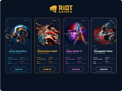 Riot Games app design game art game design league of legends mobile app design mobile ui photo picsart riot ui ux