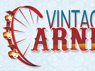 Vintage Carnival Extravaganza Event Logo blue carnival ferris wheel logo red vintage