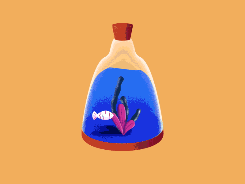 Aquarium in a bottle 2danimation animation design illustration mograph motion