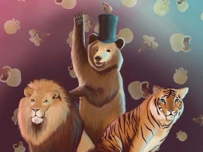 Balancing Circus circus digital painting bear illustration lion mouse painting photoshop tiger
