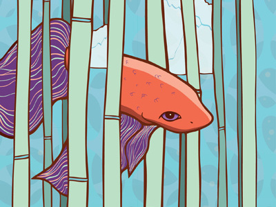 Cirque du Soleil Varekai Poster bamboo betta fish cirque du soleil design digital fish illustration illustrator pen and ink poster design purple varekai