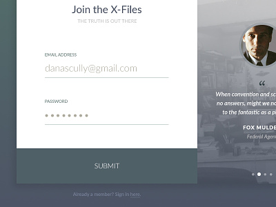 Daily UI Day 001 - Sign Up daily ui fox mulder modal sign in sign up ui x files