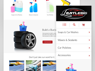 Limitless Car Care Ecommerce car clean e commerce ecommerce mobile modern responsive sans serif sleek volusion web