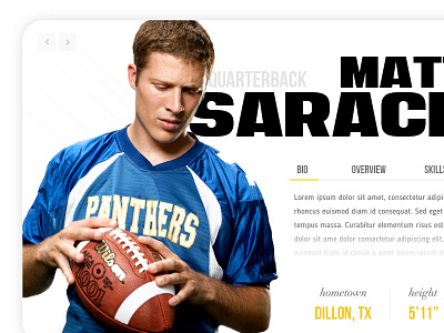 Daily UI Day 006 - User Profile daily ui fnl football friday night lights matt saracen module profile sports stats user user profile