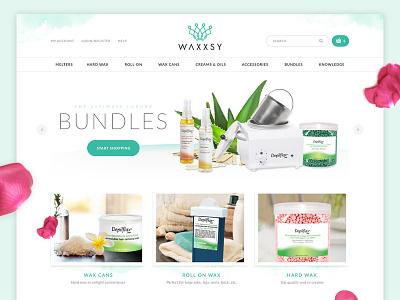 Waxxsy Ecommerce clean e commerce ecommerce minimal responsive serene spa watercolor
