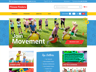 Fitness Finders Ecommerce colorful commerce e ecommerce elementary fitness kid responsive school vibrant volusion