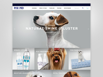 Pish Pad Custom Design dogs ecommerce homepage modern pets sleek store
