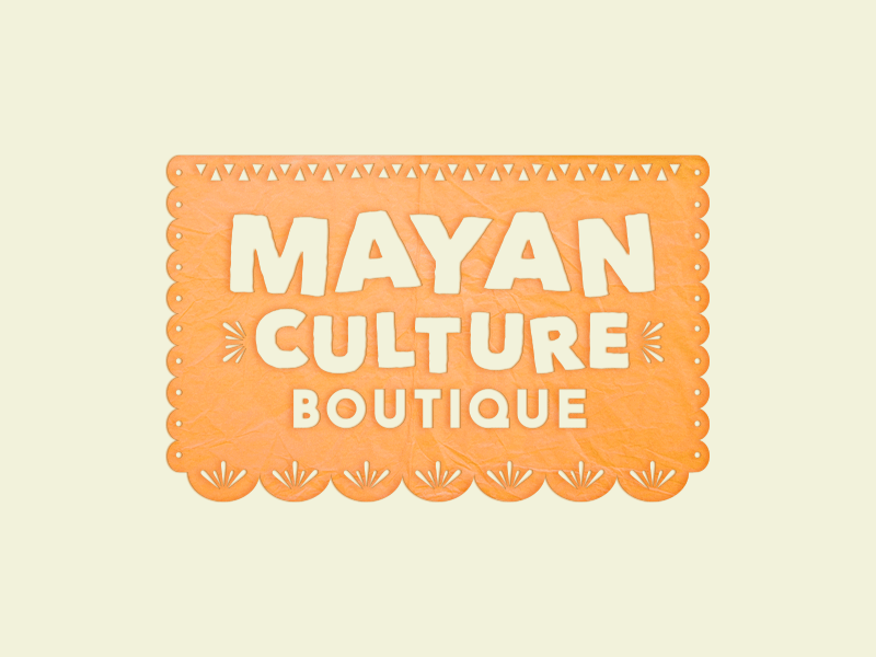 Mayan Culture Boutique logo identity logo mayan mexico orange papel picado