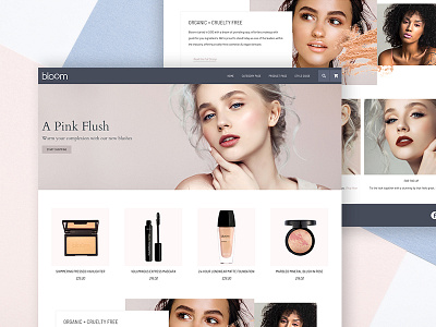 Bloom Theme ecommerce homepage makeup store template website