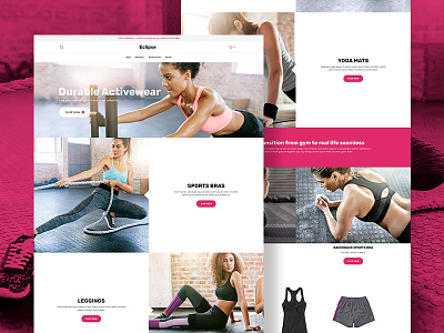 Eclipse Theme ecommerce fitness homepage pink store template theme