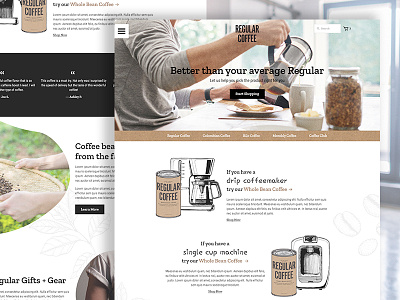 Regular Coffee Ecommerce WIP bold classic clean coffee coffee bean ecommerce homepage kraft store