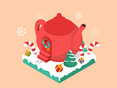 Isometric Christmas illustration. Lots of cute vector objects.