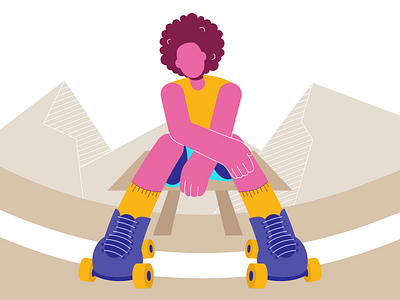 Roller-skating girl design flat graphic design illustration vector
