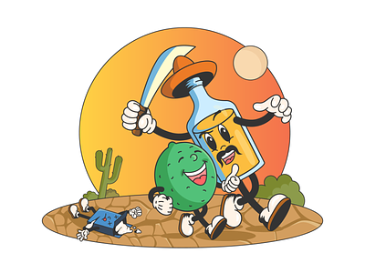 Cartoon character design (tequila, lime, salt) cartoon character design graphic design lime logo mascot salt tequila vector
