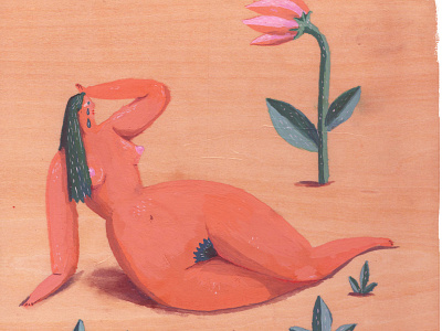 Respite in the Garden of Earthly Delights art gouache illustration painting