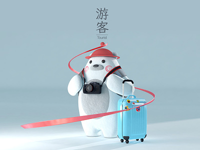 Tourist Nori Bear 3d backpack bear camera character illustration korea luggage nori render tourist travel