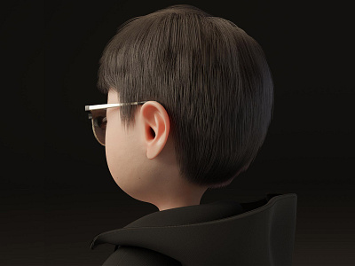 Chubby Cheeks-Boy (Back) 3d black boy character cheek chubby glasses hoodie