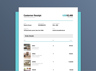 Email Receipt adobe adobexd dailyui design email email receipt prototype purchase receipt ui ux uxui xd