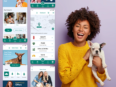 HAPPYBOND App app app design branding care design dog logo pet pet care typography ux