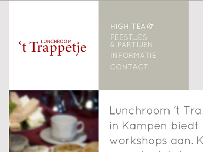 Lunchroom webdesign blocks buttons food high tea lunchroom navigation trappetje webdesign