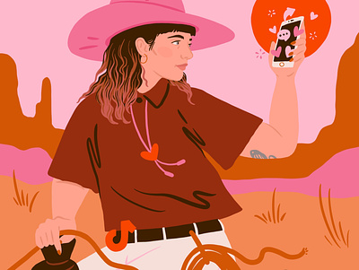 TikTok: The Wild West design illustration ipad art iphone portrait procreate self portrait social media tiktok wild west woman
