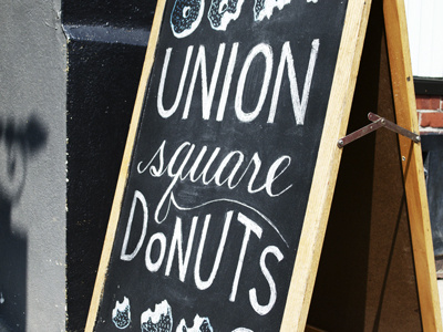 Union Square Donuts Chalk Sign aframe chalk chalk sign donuts hand letter lettering sign typography