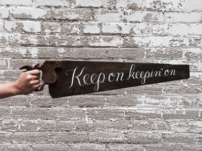 "Keepin' On" Painted Saw