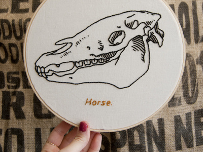 Horse Skull Embroidery embroider horse nature skull typography