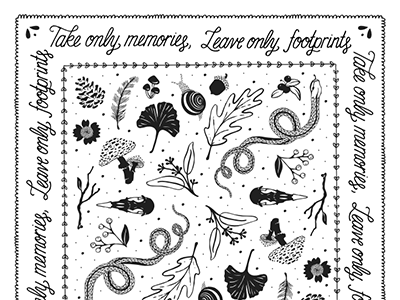 Bandana Design bandana botanical design footprints hand letter hike illustration memories nature typography
