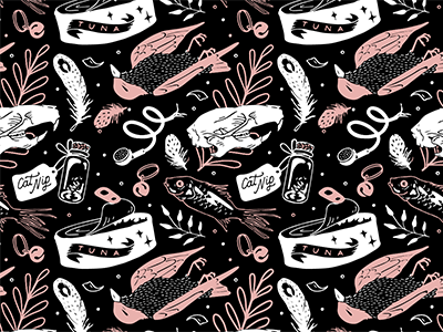 Repeat Pattern V.2 with color cat cat nip design illustration pattern repeat pattern textile tuna