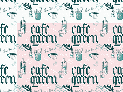 Cafe Queen Repeat Pattern blackletter breakfast brekkie cafe coffee lettering melbourne hand letter pattern repeat pattern typography