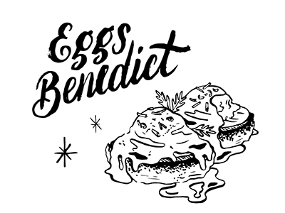 Eggs Benny breakfast brunch brush lettering calendar eggs benedict illustration script