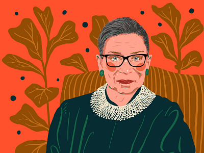 Ruth Bader Ginsberg drawing editorial art editorial illustration fiddle leaf ginsberg glasses illustration politics ruth bader