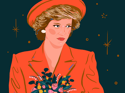 Princess Diana fashion floral illustration portrait portrait illustration princess diana royalty