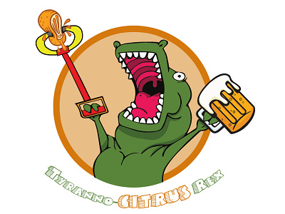 Tyranno-Citrus Rex beer label illustration