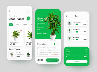 Plant Online Store App app design app designer application brandoxe cart eco ecommerce app flower garden green growing leaf mobile online store organic planting plants app tree ui ux