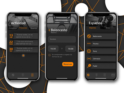 App móvil para comunidad de vecinos app design icon orange ui ux