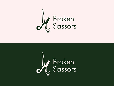 Broken Scissors Logo branding design flat icon logo mark minimalist symbol typography vector